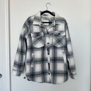 Altar’d State NWT Grey Beige Soft Flannel Button Down T-Shirt Jacket